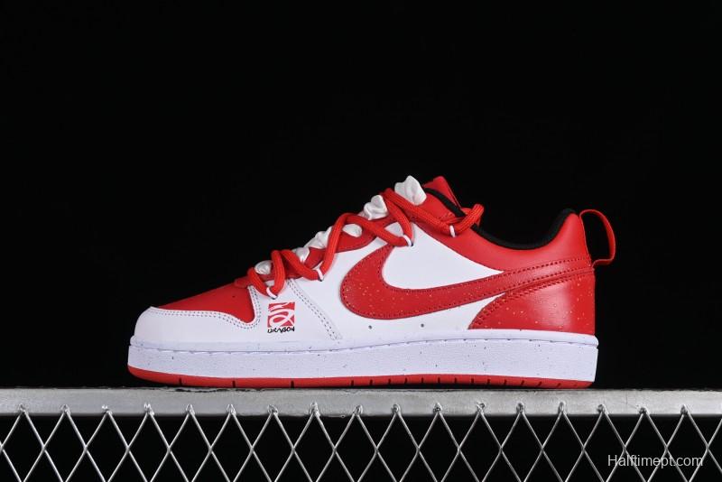 Nike Court Borough Low-Top Casual Sneakers with Dragon Emblem and Splatter Ink Vibe Style - DV5456-600