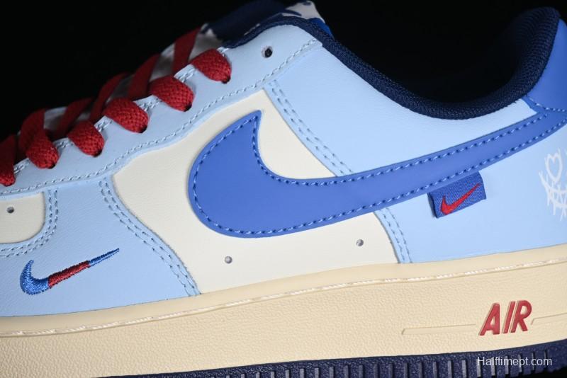 Nike Air Force 1 '07 Low Custom Casual Sneakers "Joker Red" with Full-Length Hexagonal Air Cushion - XL2402-333