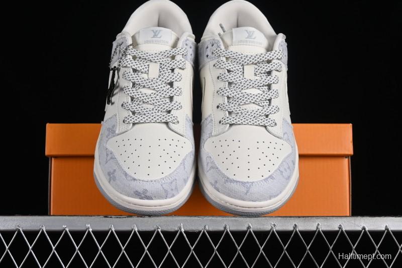 Nike SB Dunk Low LV Collaboration - Tie-Dye Denim Glow in the Dark Anniversary Custom Low-Top Casual Sneakers - FC1688-192