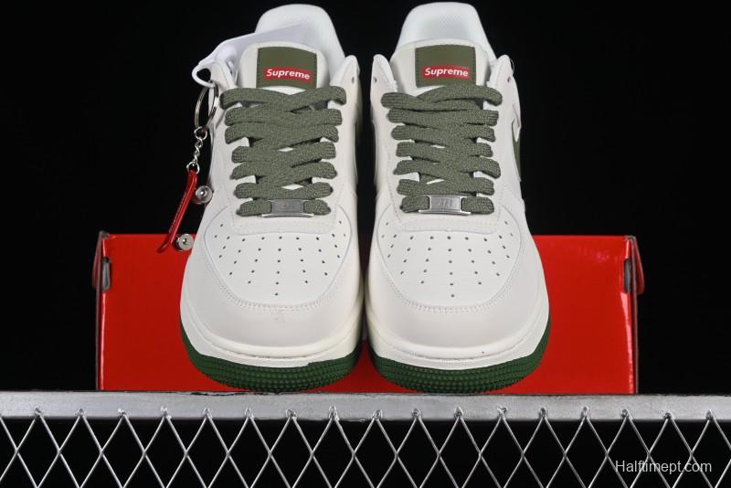 Supreme x Nike Air Force 1'07 Low Beige Green Casual Sneakers with Zoom Air Cushion - HD1968-008