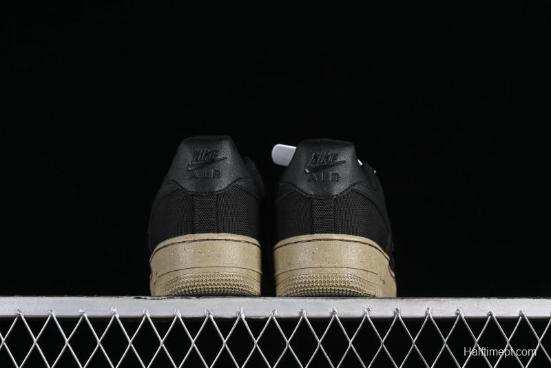 Nike Air Force 1 '07 Low Black Green Canvas Casual Sneakers - FJ4160-001