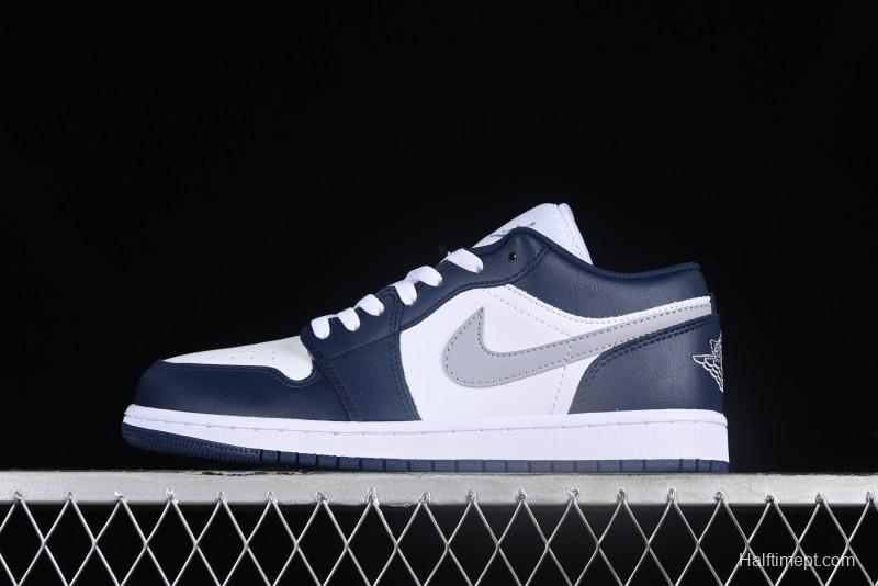 Nike Air Jordan 1 Low AJ1 White Blue Grey Low Top Lifestyle Basketball Shoes - 553558-141