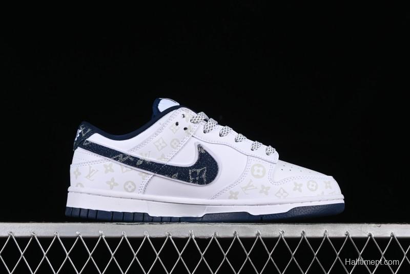 Nike SB Dunk Low LV Collaboration - Blue Midnight Elite Custom Low-Top Casual Skate Shoes - DD1391-122