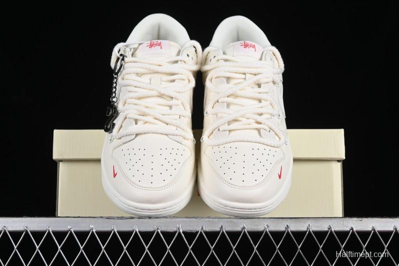 Stussy x Nike SB Dunk Low Anniversary Custom Retro Sneakers with Original S Titanium Accessory - SJ2068-259