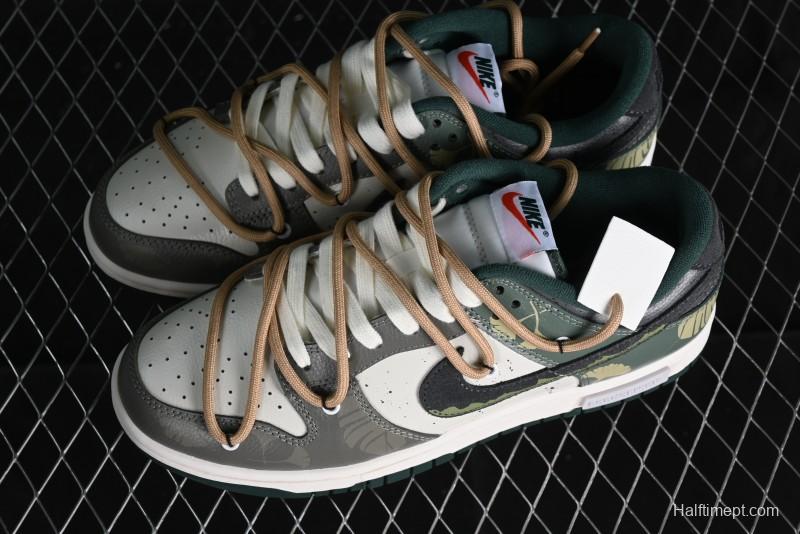 Nike Dunk Low Panda Prank Jungle Crossing - Green Wild Floating Abyss Beige Brown Green SB Lace-Up Low-Top Casual Skate Shoes - FD0350-133