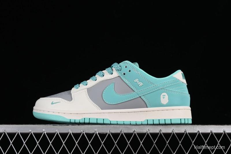 Nike SB Dunk Low BAPE Collaboration - Beige Grey Indigo Anniversary Custom Low-Top Casual Skate Shoes - BB8969-003