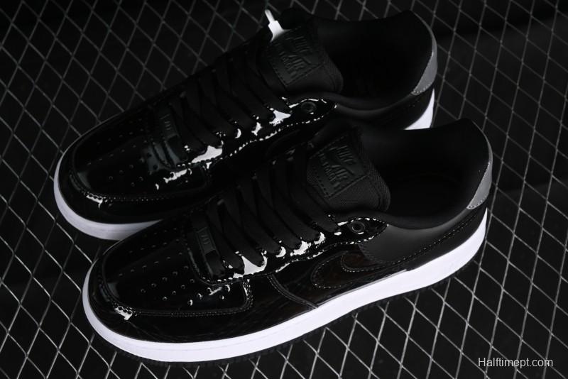 Nike Air Force 1 '07 Low Patent Leather All Black Casual Sneakers - AH6827-001