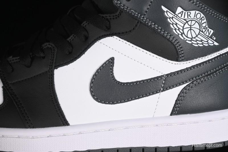 Nike Air Jordan 1 Mid AJ1 White Black Grey Mid-Top Casual Sneakers - DQ8426-001