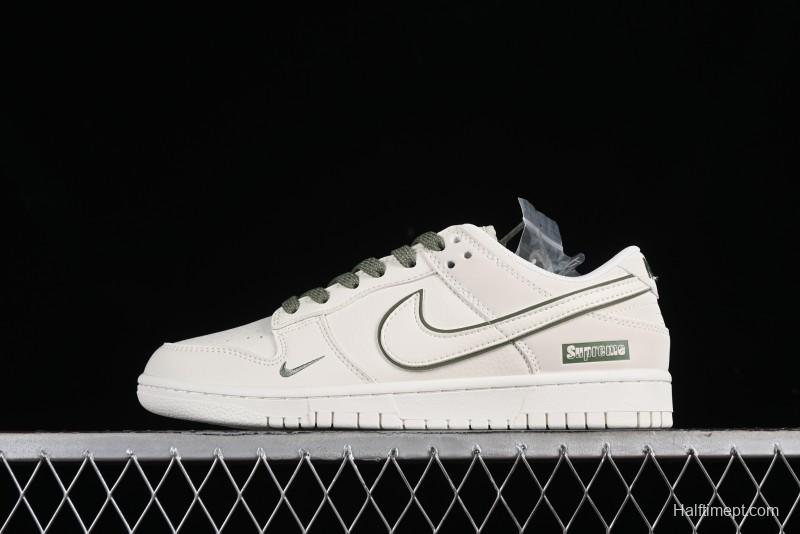 Nike SB Dunk Low Supreme Collaboration - Off-White Green Check Anniversary Customized Low-Top Casual Skate Shoes - DQ1098-391