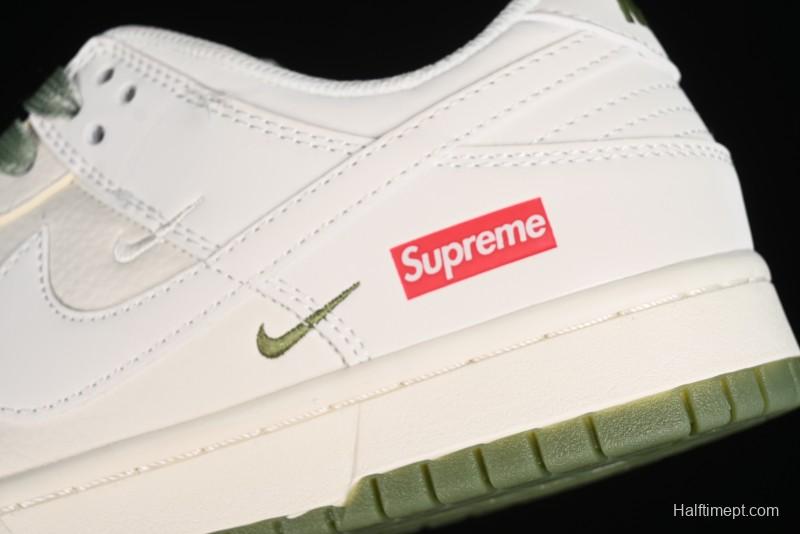 Nike SB Dunk Low Supreme Collaboration - Beige Green Two-Tone Anniversary High-End Custom Low-Top Casual Skate Shoes - BB8675-109
