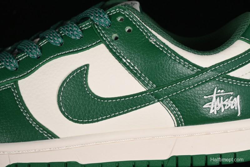 Nike SB Dunk Low Stussy Collaboration - Dark Green Anniversary Custom Low-Top Casual Skate Shoes - BB9898-005