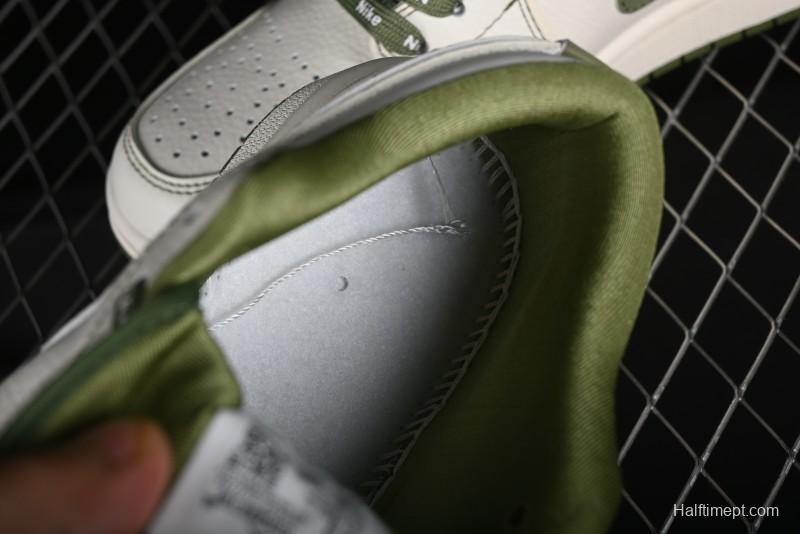 Nike Air Jordan 1 Low Retro Basketball Shoes in Off-White Olive Green - CF3688-019