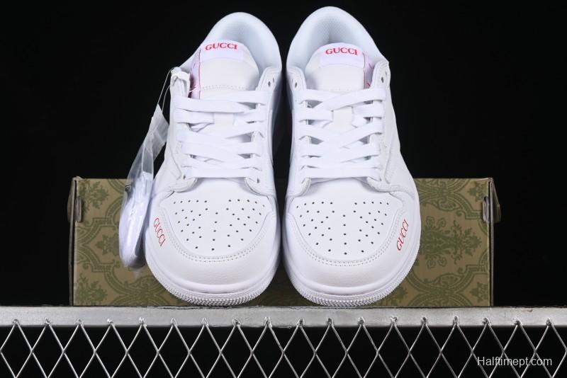 Nike Travis Scott x Fragment Design x Air Jordan 1 Low OG SP AJ1 Gucci Collaboration - White Low-Top Casual Sneakers LJ5188-014