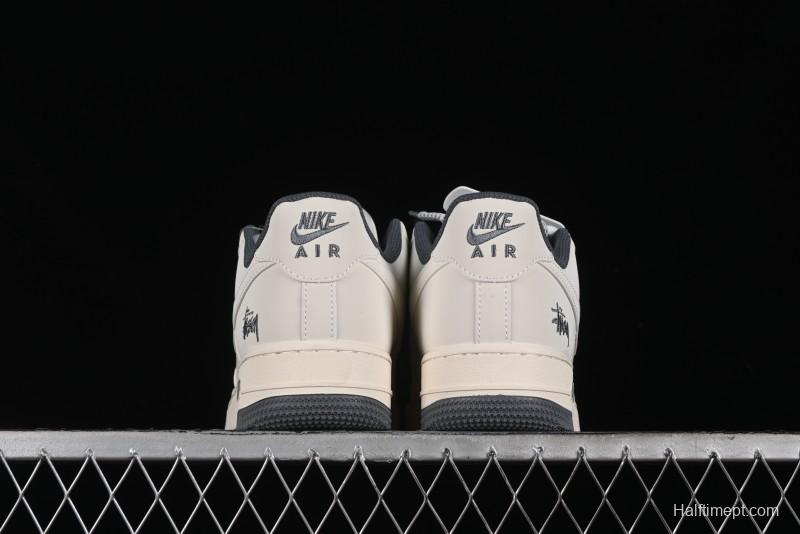 Nike Air Force 1 '07 Low Stussy Collaboration - Light Grey Double Swoosh Casual Sneakers - XZ6188-012