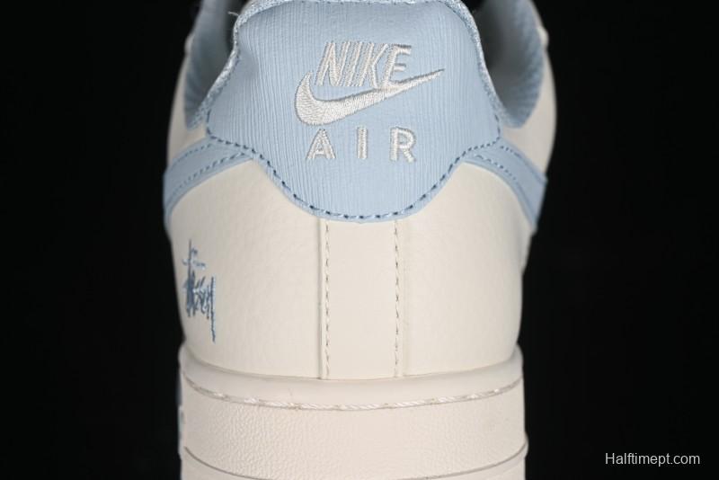 Nike Air Force 1 '07 Low Stussy Collaboration - Off White Elegant Blue Low-Top Casual Sneakers - XZ3328-002
