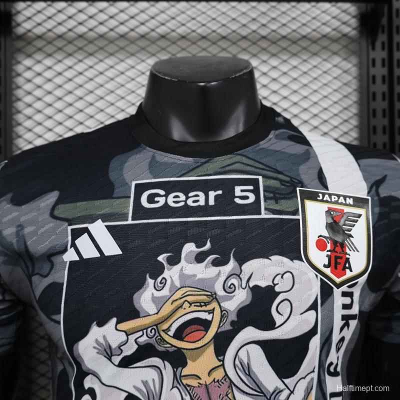 Player Version 2025 Japan National Team Black with One Piece Gear 5 Luffy Design Jersey