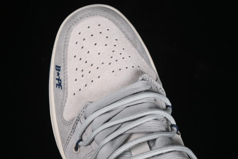 Nike Air Jordan 1 Low AJ1 Bape Collaboration - Grey Blue Retro Basketball Shoes with Custom Laces - SJ9950-019