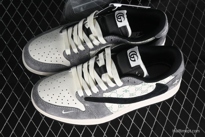 Nike Travis Scott x Fragment Design x Air Jordan 1 Low OG SP AJ1 Gucci Collaboration - Black Hook Dragonfly Low-top Casual Sneakers - SJ2068-137