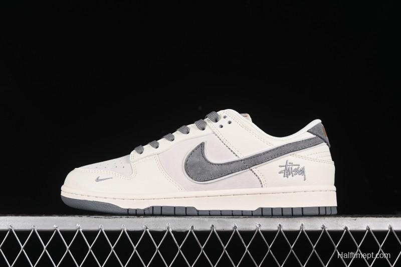 Nike SB Dunk Low Stussy Collaboration - Off White Grey Pig Anniversary Custom Low-Top Casual Skate Shoes - XX2025-888