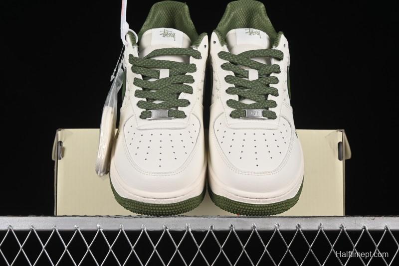 Nike Air Force 1'07 Low Stussy Collaboration - White Mint Green Low-Top Casual Sneakers - XZ3328-003