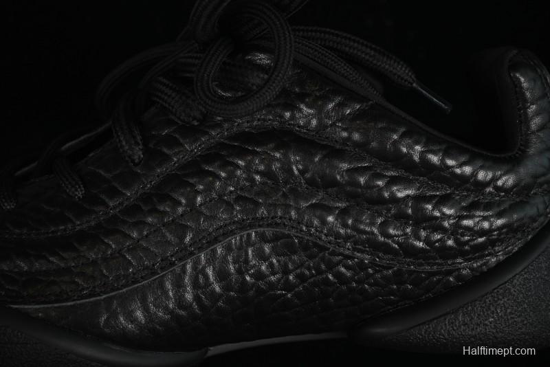 Alexander McQueen Flexion Retro Sneakers in Black with Diamond Grain Calfskin - 8.F6