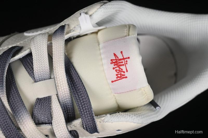 Nike Air Force 1 '07 Low Stussy Collaboration - White Grey Two-Tone Low-Top Casual Sneakers - XZ6188-015