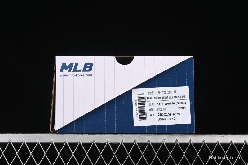 New York Yankees MLB Bigball Chunky Window Velvet Monogram Thick Sole Casual Running Shoes - 3ASHWVM4643BRS