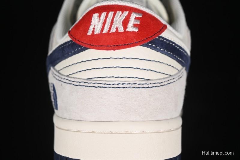 Nike SB Dunk Low The North Face Collaboration - Grey Pigskin Navy Swoosh Anniversary Custom Low-Top Casual Skate Shoes - SJ1089-012