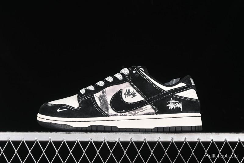Nike SB Dunk Low Stussy Collaboration - Black Wukong Anniversary High-End Custom Low-Top Casual Sneakers - XX2025-555