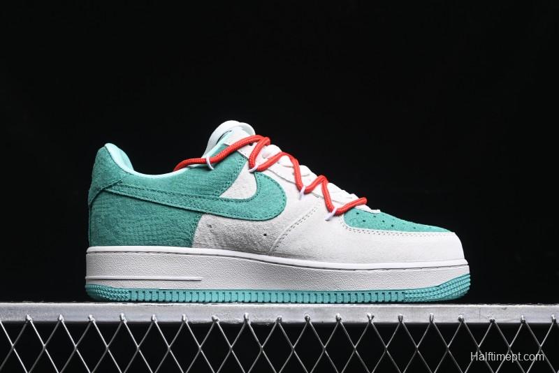 Nike Air Force 1 '07 Low Gucci Stone Island Collaboration - Grey Green Pigskin Lace-Up Casual Sneakers - DF0188-010