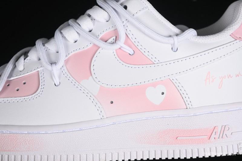 Nike Air Force 1 '07 Low Custom Spray Cherry Blossom Story Low-Top Casual Sneakers - ZH0316-052