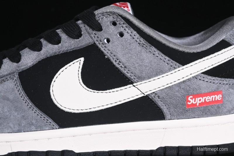 Nike SB Dunk Low Supreme Collaboration - Carbon Black Grey Pig Anniversary High-End Custom Low-Top Casual Skate Shoes - XX3186-206