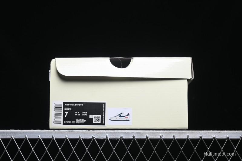 Nike Air Force 1 '07 Low Supreme Collaboration - Light Blue Suede Swoosh Casual Sneakers - XZ3328-669