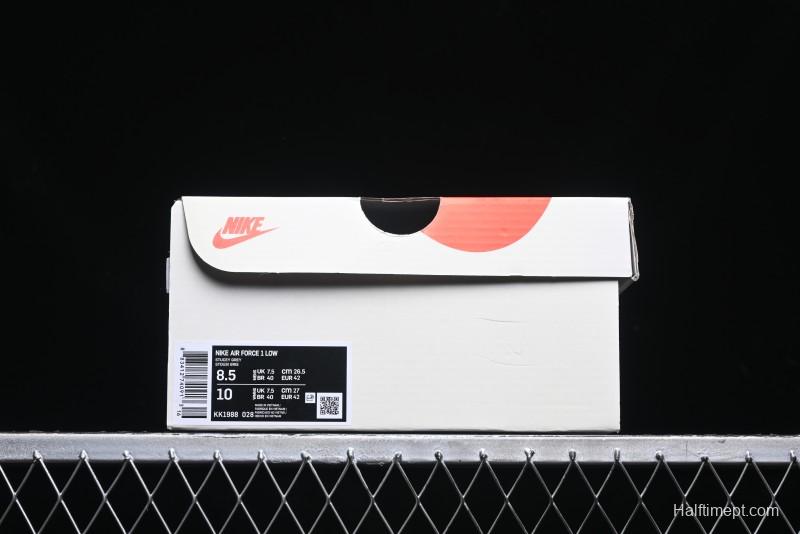 Nike Air Force 1 '07 Low Stussy Collaboration - Snake Green Low-Top Casual Sneakers - KK1988-028