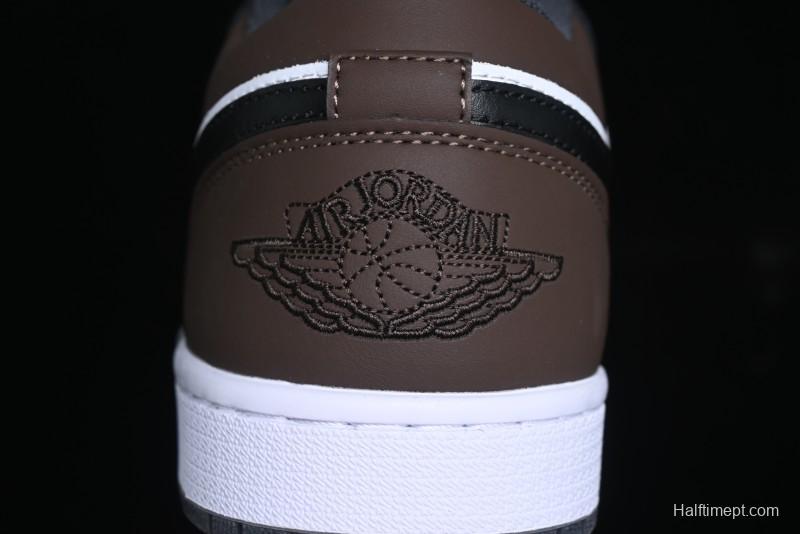 Nike Air Jordan 1 Low AJ1 Retro Casual Sneakers in Black/Brown - 553558-152