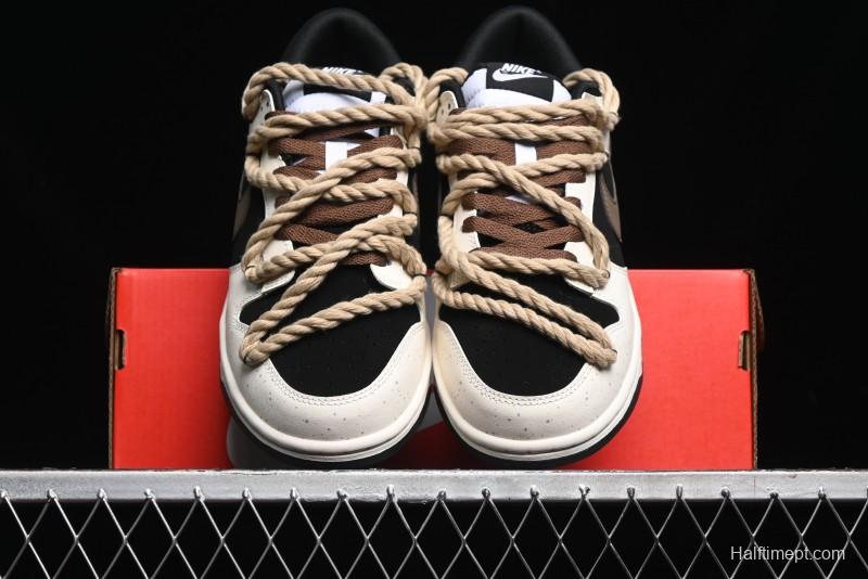 Nike Dunk Low Retro Casual Sneakers with Little Panda and Dopamine Mocha Design - DD1391-100