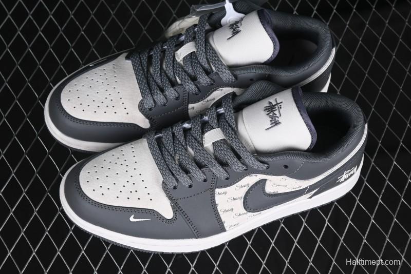 Nike Air Jordan 1 Low Stussy Collaboration - Signal Black Retro Basketball Shoes - XX3318-966