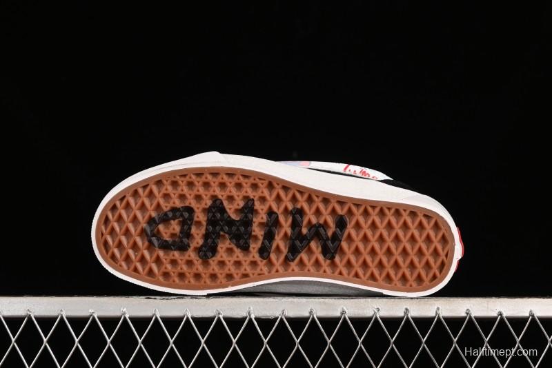 Vans Classics Knu Skool Retro Sneakers with Embroidered Graffiti Design and Thick Tongue - VN000CS00ZB