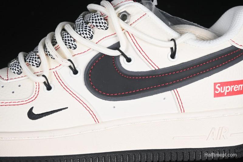 Nike Air Force 1 '07 Low Supreme Collaboration - Beige Red Lace-Up Low-Top Casual Sneakers SJ1198-104