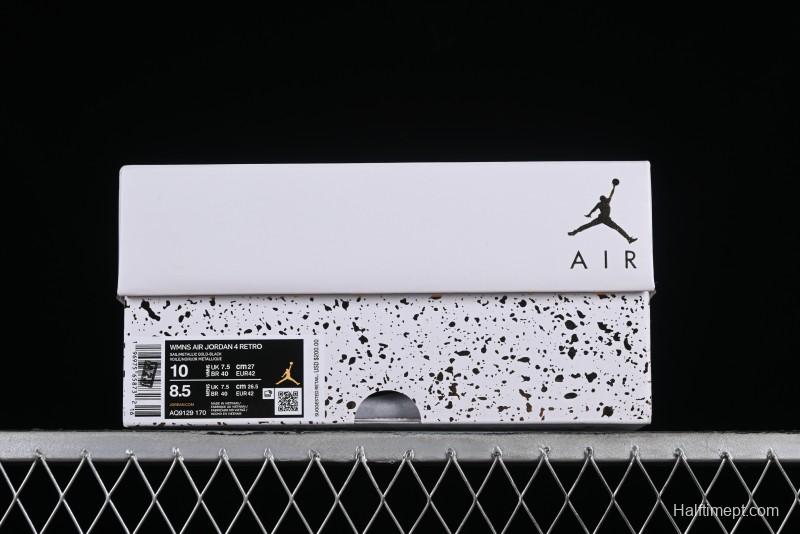 Nike Air Jordan 4 Retro Sneakers with Metallic Gold Design - AQ9129-170