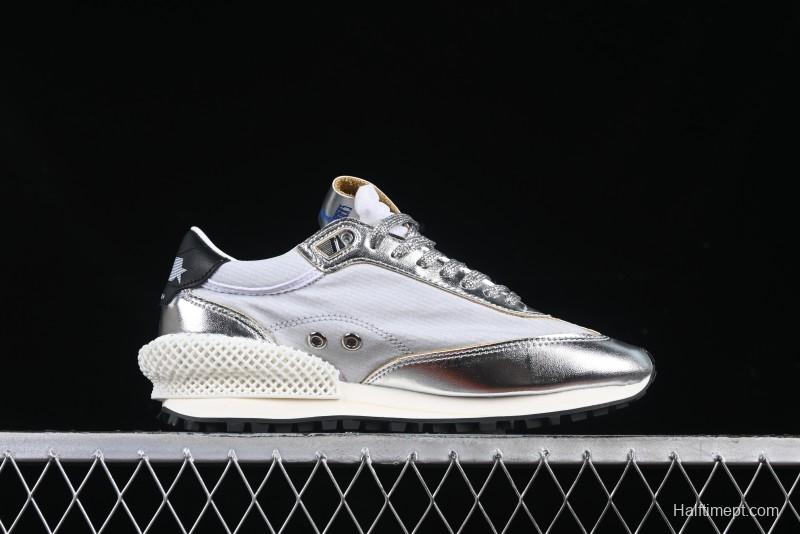 Golden Goose Marathon Silver Comfortable Low-Top Lifestyle Sneakers - X.E5