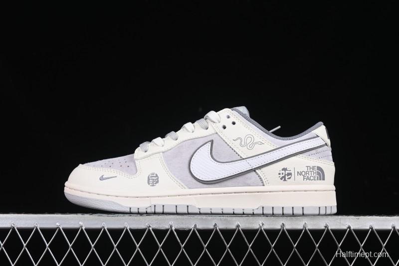 Nike SB Dunk Low The North Face Year of the Snake Light Grey Hook Anniversary Custom Low-Top Casual Skate Shoes - DM6868-007