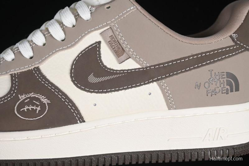 Nike Air Force 1 '07 Low The North Face Collaboration Light Brown Ghost Face Casual Sneakers - KK1988-065