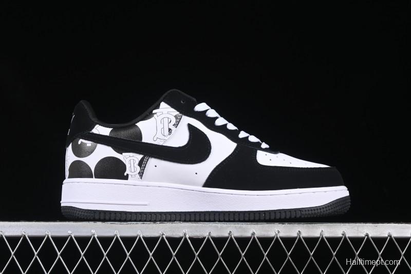 Nike Air Force 1 '07 Low Burberry Collaboration Black White Cow Print Casual Sneakers - DF0188-029