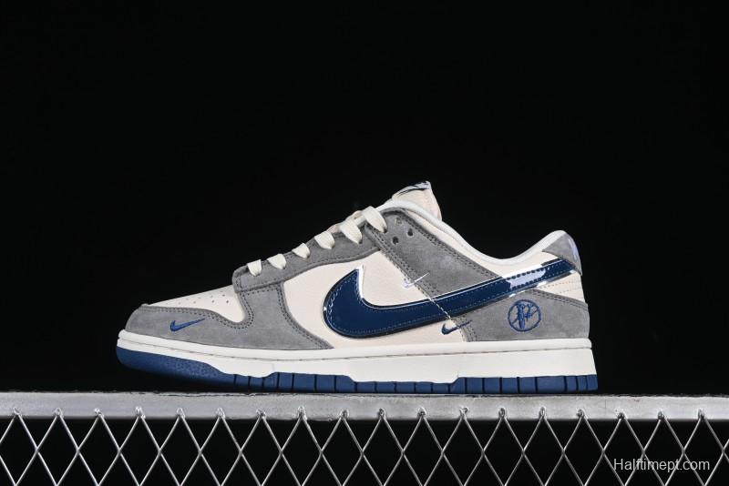Nike SB Dunk Low VLONE Collaboration Grey White Blue Swoosh Anniversary High-End Custom Low-Top Casual Sneakers - KK1688-089