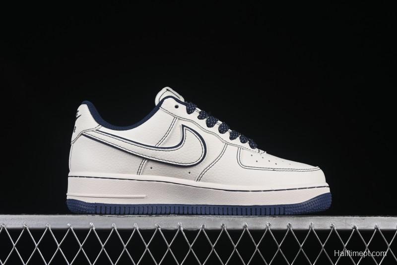 Nike Air Force 1 '07 Low Bape Collaboration Off-White Navy Blue Casual Sneakers - HH7518-066
