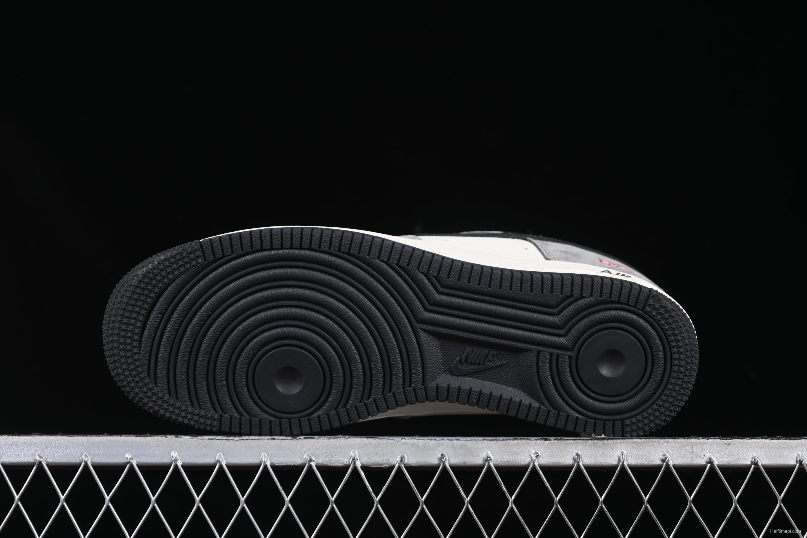 Nike Air Force 1 '07 Low Supreme Collaboration Black Grey Patchwork Casual Sneakers - XZ6188-792