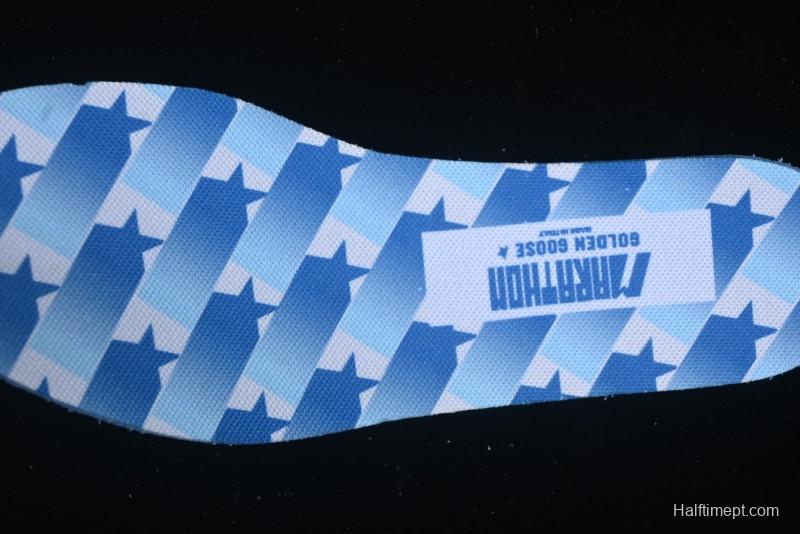 Golden Goose Marathon Comfortable Low-Top Lifestyle Sneakers in White Black Silver - H8D4