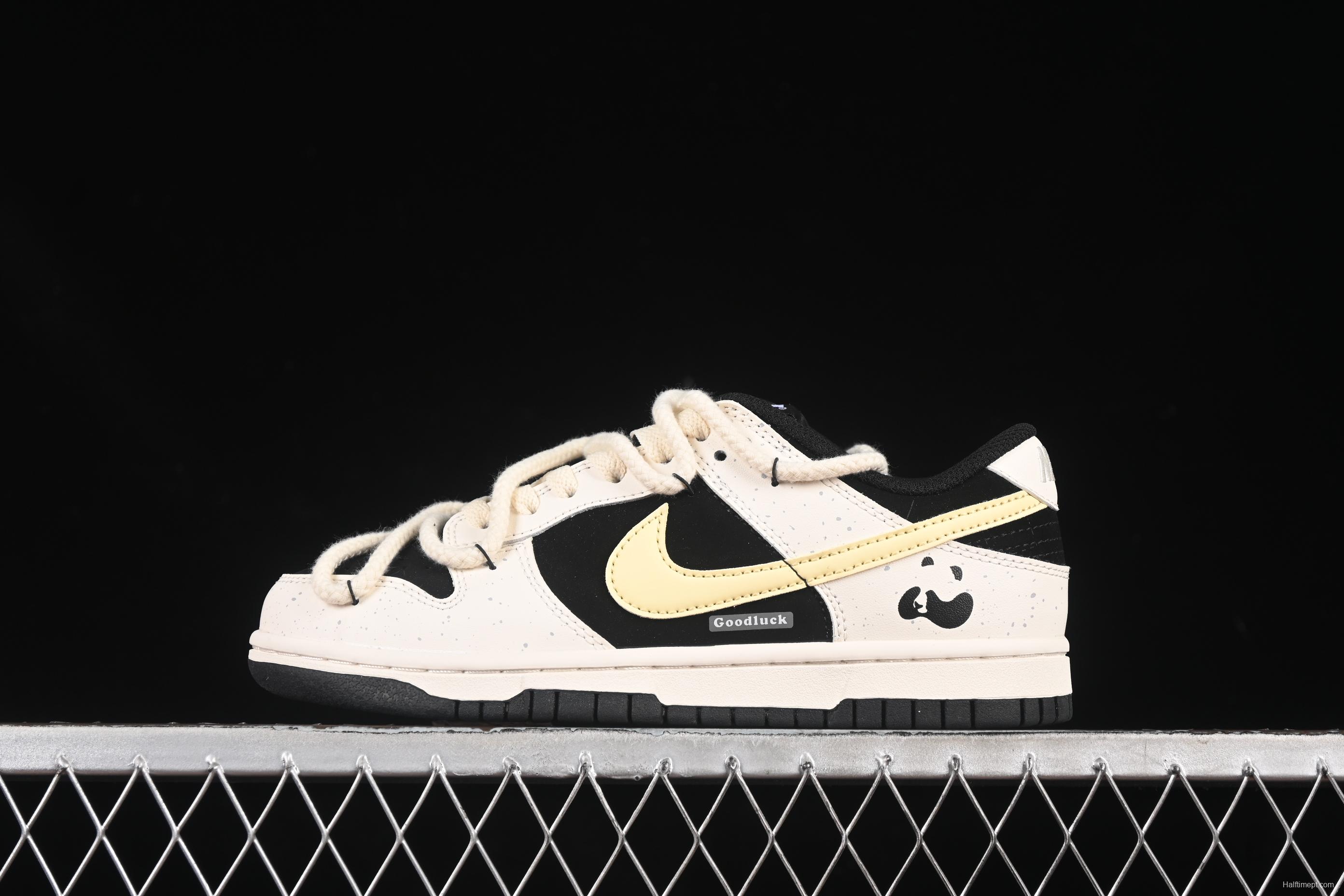 Nike Dunk Low Retro Casual Sneakers with Panda Cheesy Colorway and Splatter Effect - DD1391-100
