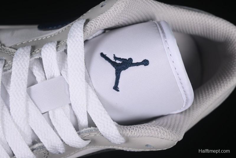 Nike Air Jordan 1 Low AJ1 Casual Sneakers with Blue Swoosh - 553558-146